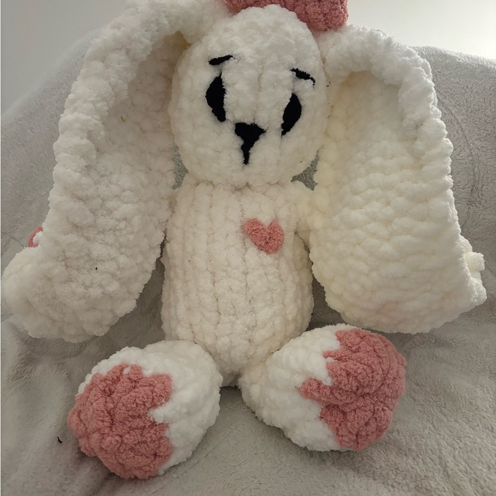 Adorable White and Pink Bunny Plush
